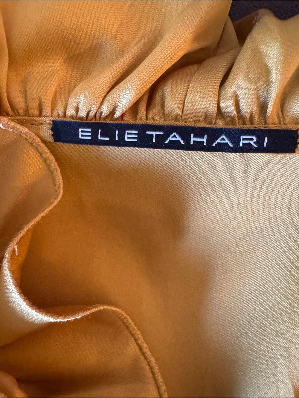 Elie Tahari Mustard Ruffle Collar Sleeveless Blouse | Size XS - Picture 7 of 8